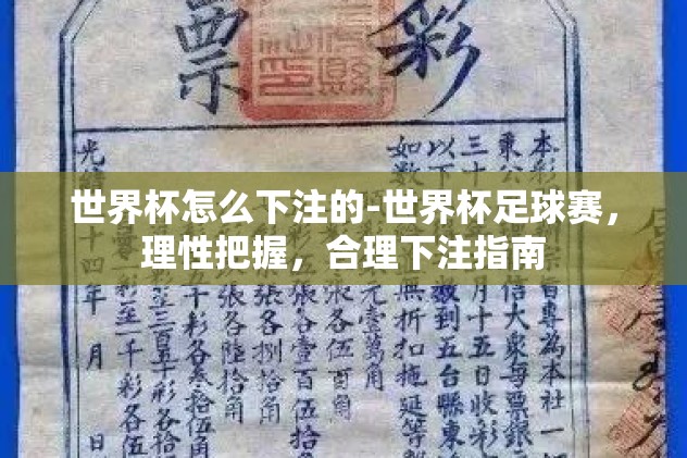 世界杯怎么下注的-世界杯足球赛，理性把握，合理下注指南