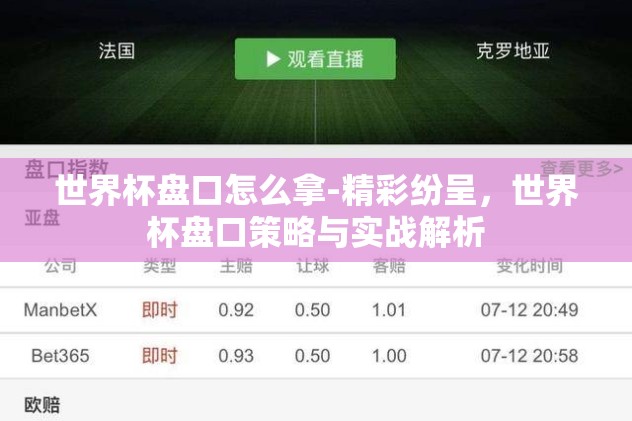 世界杯盘口怎么拿-精彩纷呈,世界杯盘口策略与实战解析 世界杯盘口怎么拿-精彩纷呈,世界杯盘口策略与实战解析