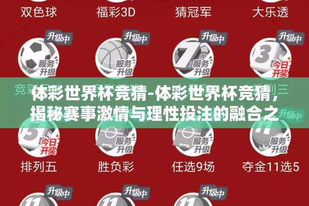 体彩世界杯竞猜-体彩世界杯竞猜，揭秘赛事激情与理性投注的融合之道