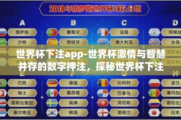 世界杯下注app-世界杯激情与智慧并存的数字押注,探秘世界杯下注APP的魅力 世界杯下注app-世界杯激情与智慧并存的数字押注,探秘世界杯下注APP的魅力