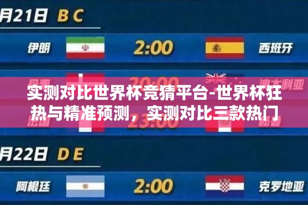 实测对比世界杯竞猜平台-世界杯狂热与精准预测，实测对比三款热门竞猜平台的全面解析