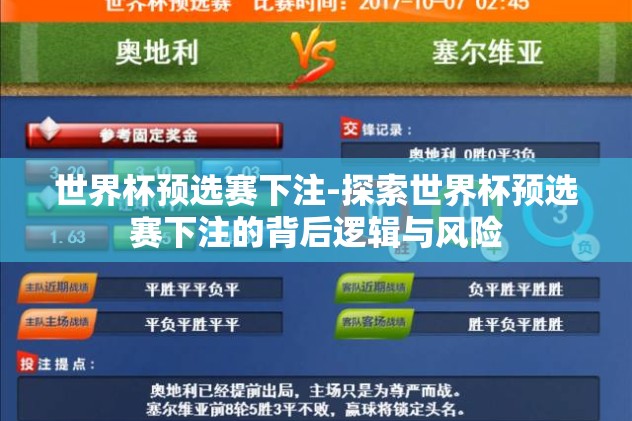 世界杯预选赛下注-探索世界杯预选赛下注的背后逻辑与风险
