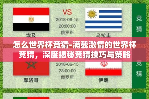 怎么世界杯竞猜-满载激情的世界杯竞猜，深度揭秘竞猜技巧与策略