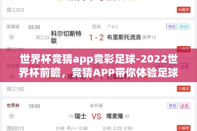 世界杯竞猜app竞彩足球-2022世界杯前瞻，竞猜APP带你体验足球激情与竞技乐趣