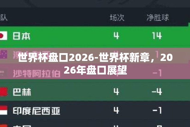 世界杯盘口2026-世界杯新章，2026年盘口展望