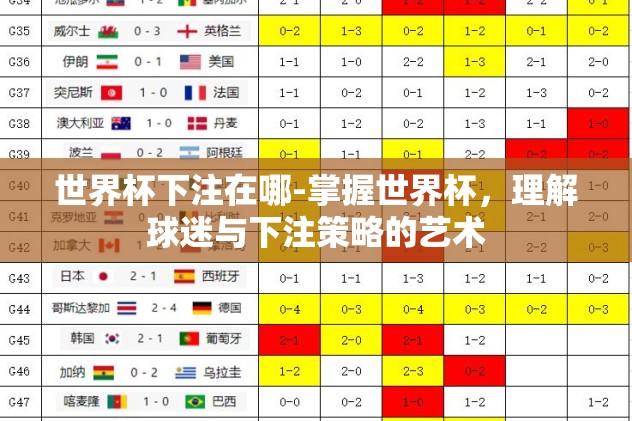 世界杯下注在哪-掌握世界杯，理解球迷与下注策略的艺术