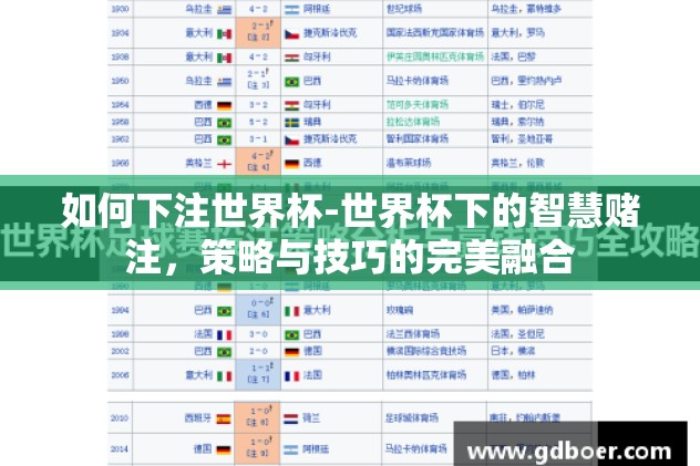 如何下注世界杯-世界杯下的智慧赌注，策略与技巧的完美融合