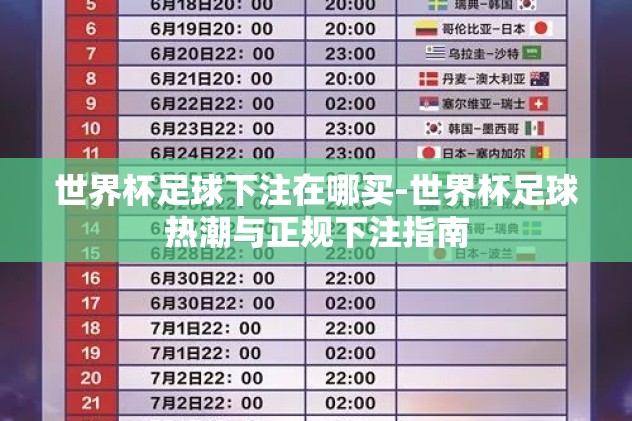 世界杯足球下注在哪买-世界杯足球热潮与正规下注指南