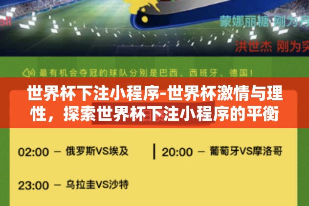 世界杯下注小程序-世界杯激情与理性，探索世界杯下注小程序的平衡之道