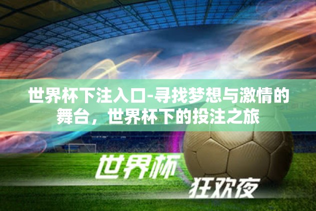 世界杯下注入口-寻找梦想与激情的舞台，世界杯下的投注之旅