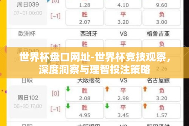 世界杯盘口网址-世界杯竞技观察，深度洞察与理智投注策略
